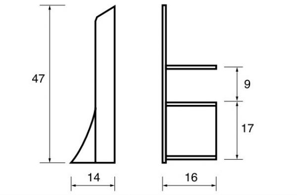 Eindstuk voor plintvormige u-profiel  (5x links + rechts)